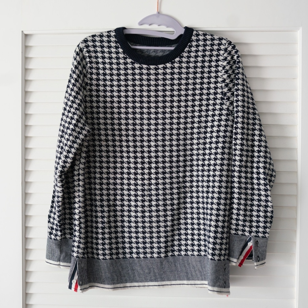 Blue and white sweater